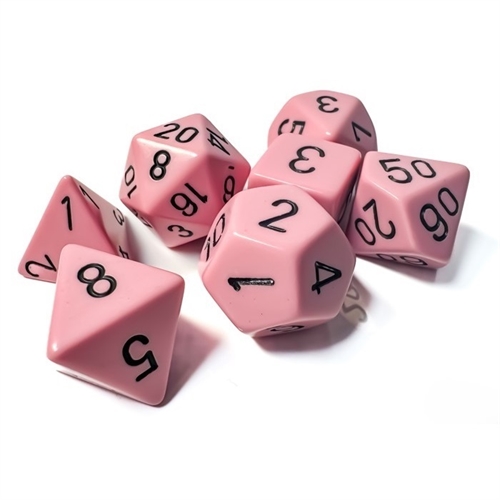 Opaque Pastel Pink and black Dice Set - Roleplaying dice - Chessex